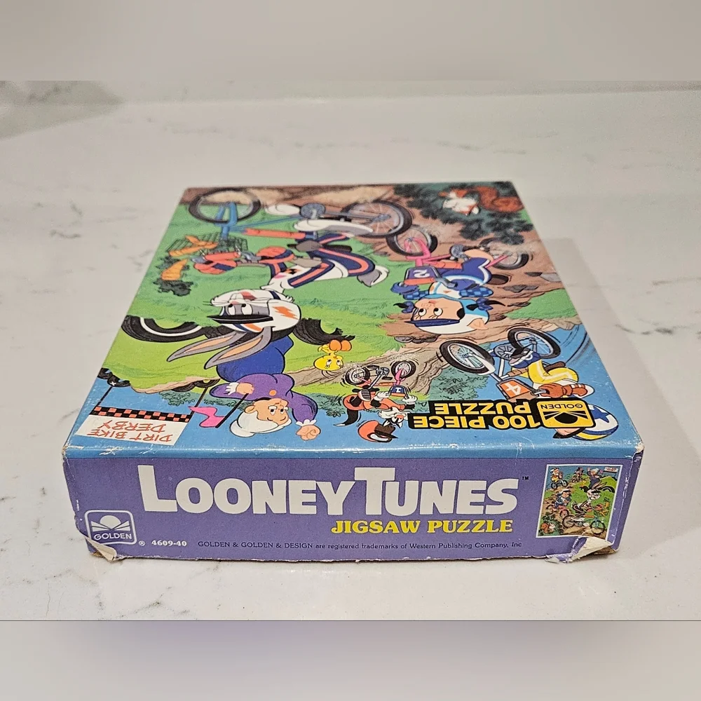 Vintage 1984 Looney Tunes Dirt Bike Derby 100 Piece Puzzle Golden Complete